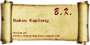 Bakos Kaplony névjegykártya